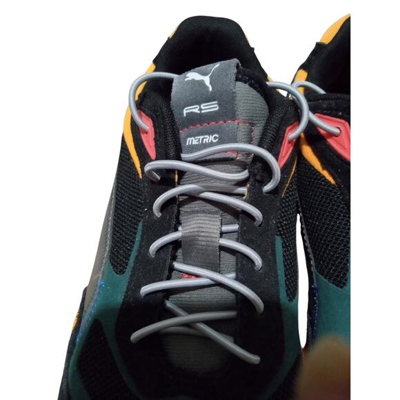 Puma Men\'s RS Running Metric Canvas & Suede Black & Multi Color Sneaker Size 7